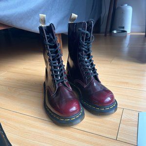 VEGAN OXBLOOD 1490 FELIX MID CALF BOOTS 10 Hole